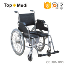 Topmedi Aluminium U-Form PU Sitz Toilettenstuhl Rollstuhl